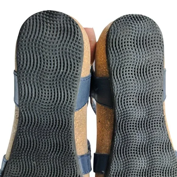 Taos Universal Blue Leather Comfort Wedge Sandals Size 38 US 7-7.5 Adjustable - Picture 7 of 13